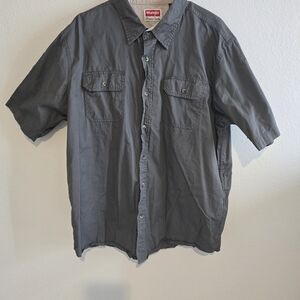 Wrangler Premium Quality Men's XL Shirt Dark Grey Button Up Casual 100% Cotton